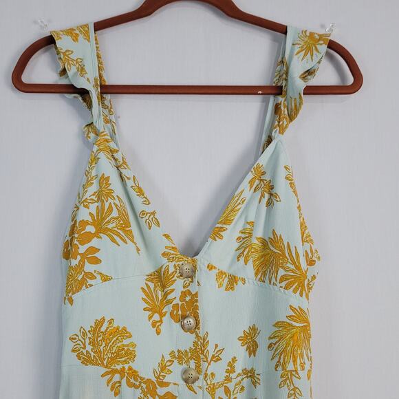 Free People Be The One Jumpsuit sz 4 floral boho festival open back wide leg - Picture 3 of 8